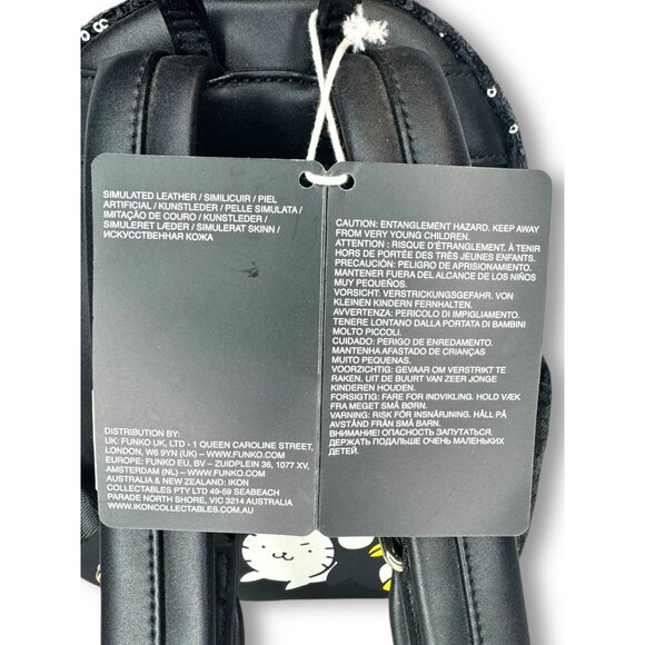 Loungefly X Sanrio Badtz-Maru Black Sequin Mini Backpack New Faux Leather - Picture 8 of 11